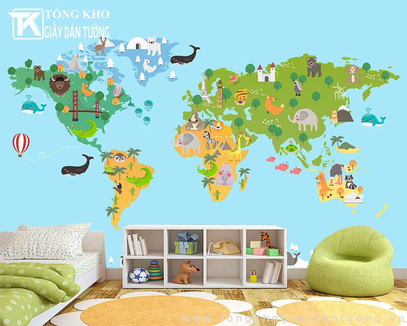 Tổng kho Giấy Dán Tường với đủ các mẫu tranh dán tường bản đồ thế giới