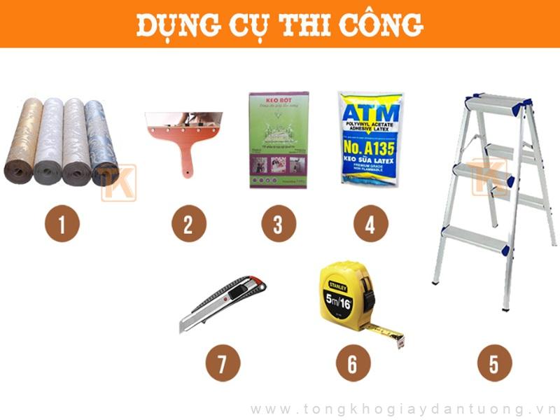 Dụng cụ để thi công giấy dán tường