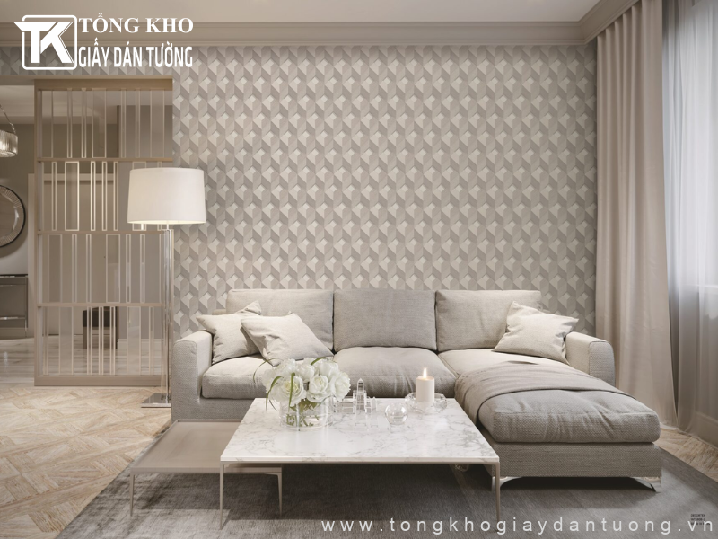 Không gian phòng khách thêm phần sang trọng và lịch sự hơn với giấy dán tường