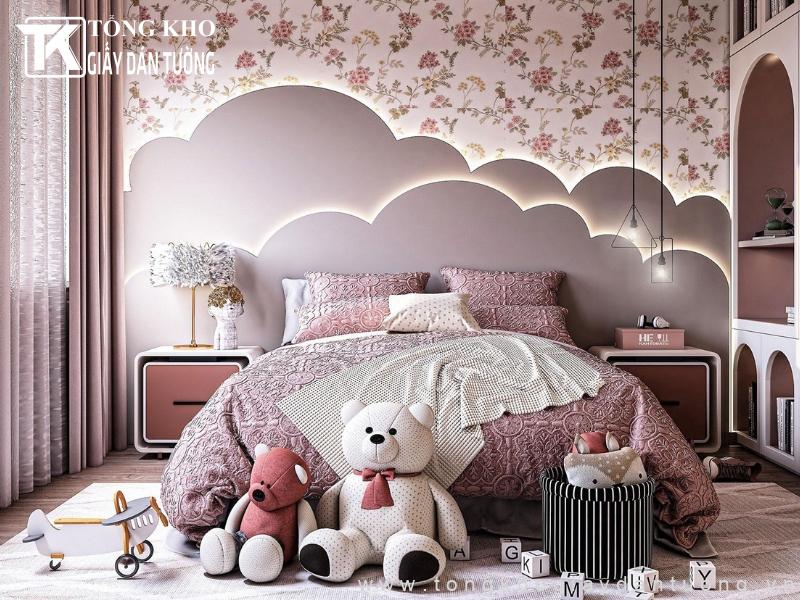 199+ giấy dán tường phòng ngủ bé gái dễ thương, nhiều chủ đề 5 Giấy dán tường họa tiết hoa nhí trang trí phòng bé gái đẹp
