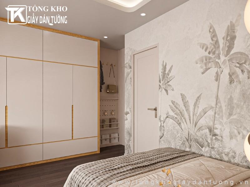 Trang trí phòng khách sạn với giấy dán tường thiên nhiên giúp tạo cảm giác thư thái