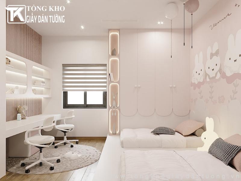 199+ giấy dán tường phòng ngủ bé gái dễ thương, nhiều chủ đề 6 Giấy dán tường họa tiết chú thỏ đáng yêu rất được bé dưới 6 tuổi yêu thích