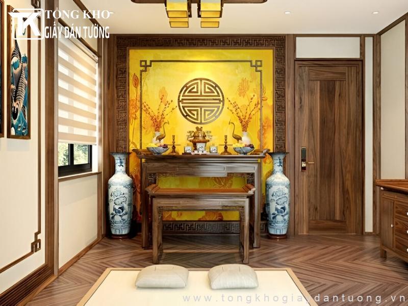 Giấy dán tường phòng thờ đẹp được nhiều gia chủ ưa chuộng