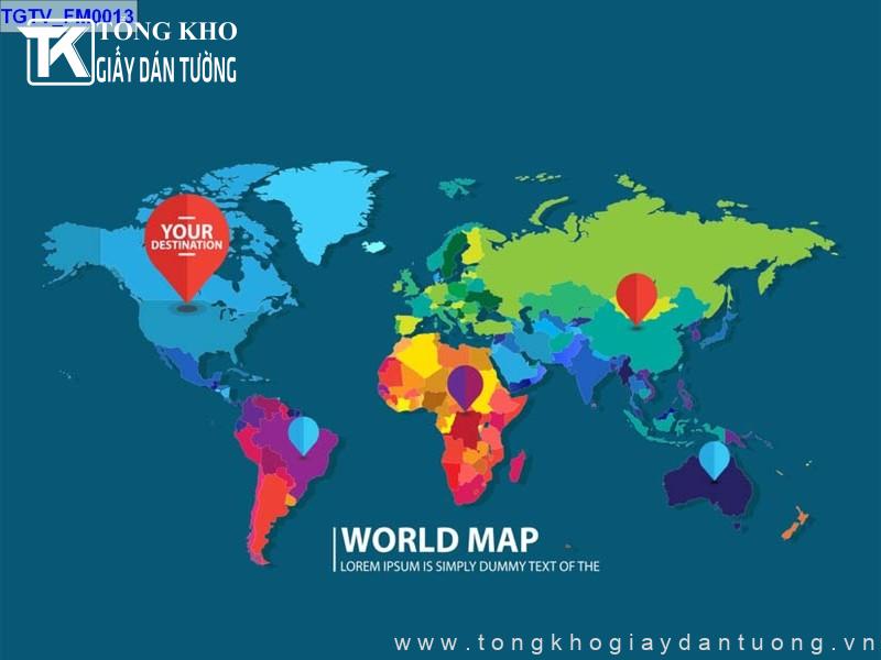 Tranh dán tường bản đồ TGTV-FM0013