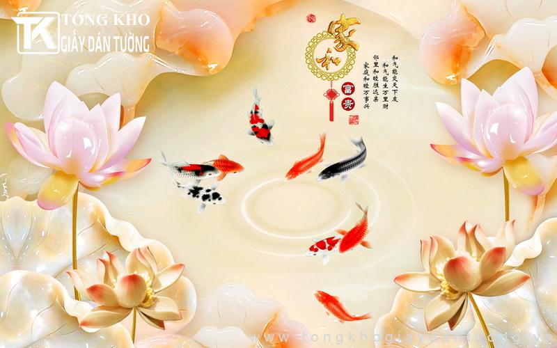 Tranh hoa sen cá chép còn mang ý nghĩa may mắn trong phong thủy