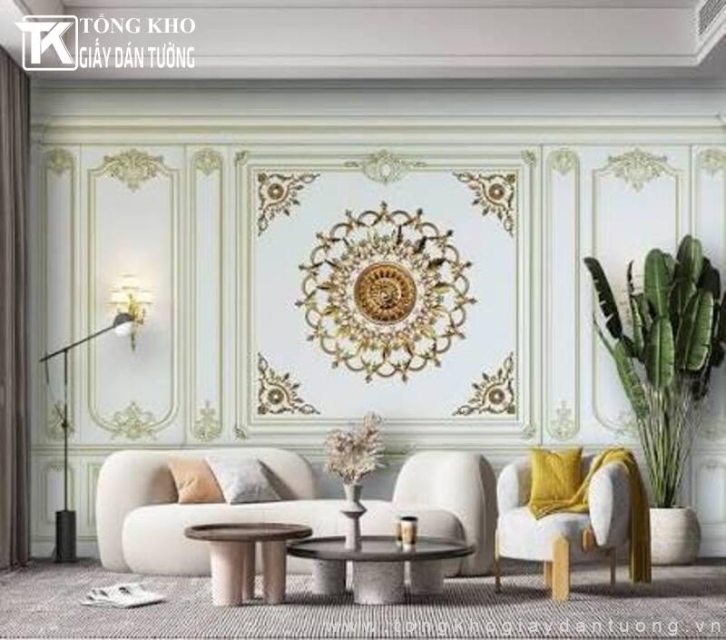 Tranh dán tường có họa tiết tập trung, thể hiện rõ một chủ đề cụ thể