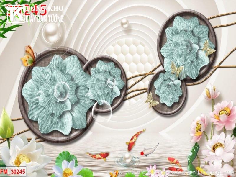 Tranh dán tường Sen Cá FM-30245
