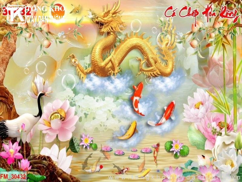 Tranh dán tường Sen Cá FM-30432