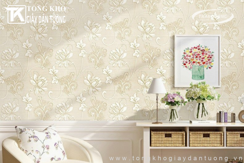 Giấy dán tường lụa: 199+ mẫu đẹp tinh tế, sang trọng, bền bỉ 6 Giấy dán tường lụa hoa văn nhẹ nhàng theo phong cách tân cổ điển