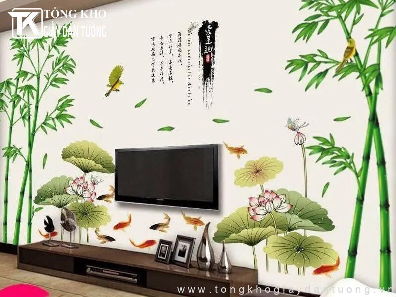 150+ mẫu tranh dán tường sau tivi đẹp, họa tiết sắc nét 4 Chọn tranh dán tường mang ý nghĩa phong thủy tốt lành