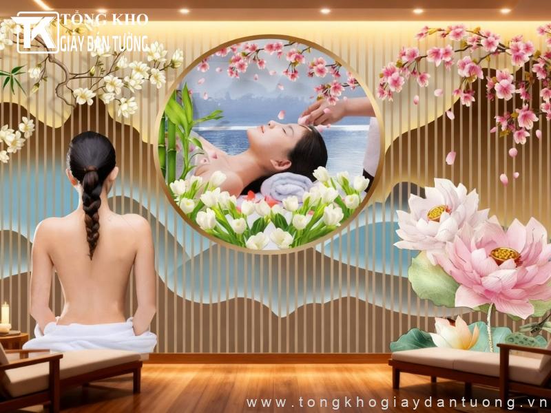 199+ mẫu tranh dán tường khổ lớn đẹp, bền, chuẩn phong thủy 5 Nhiều spa ưa chuộng tranh dán tường kích cỡ lớn để làm đẹp không gian