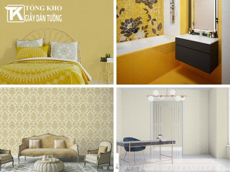 Giấy dán tường tông vàng được dùng để trang trí mọi không gian trong nhà