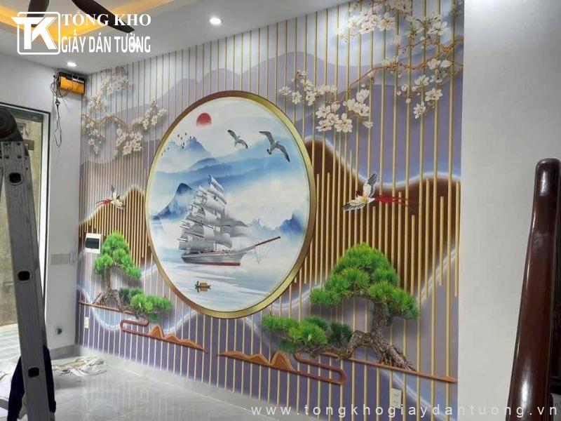 Mẫu tranh dán tường đẹp tạo điểm nhấn ấn tượng tại sảnh chờ